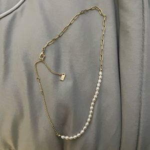 Gold plated pearl necklace